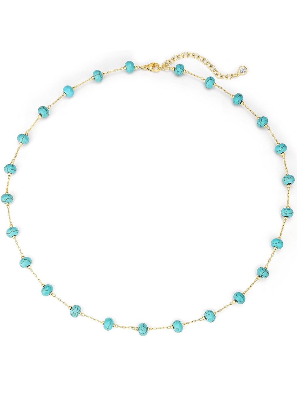 14K Gold Plated Turquoise Beaded Choker Necklace